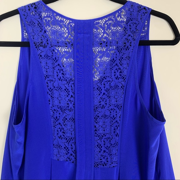 Rebecca Taylor Silk Lace Back Tank in Royal - Picture 8 of 11